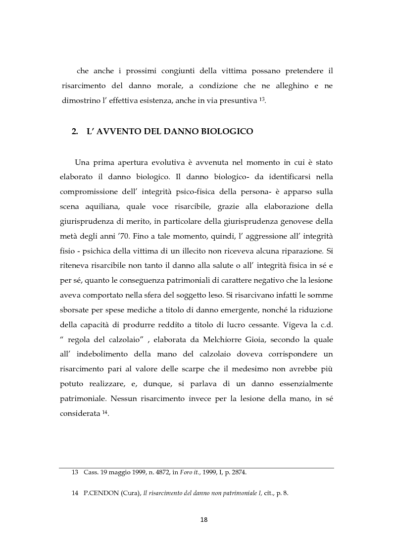 Anteprima della tesi: Il risarcimento del danno non patrimoniale con pregiudizi esistenziali, Pagina 12