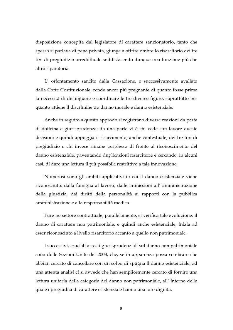 Anteprima della tesi: Il risarcimento del danno non patrimoniale con pregiudizi esistenziali, Pagina 4