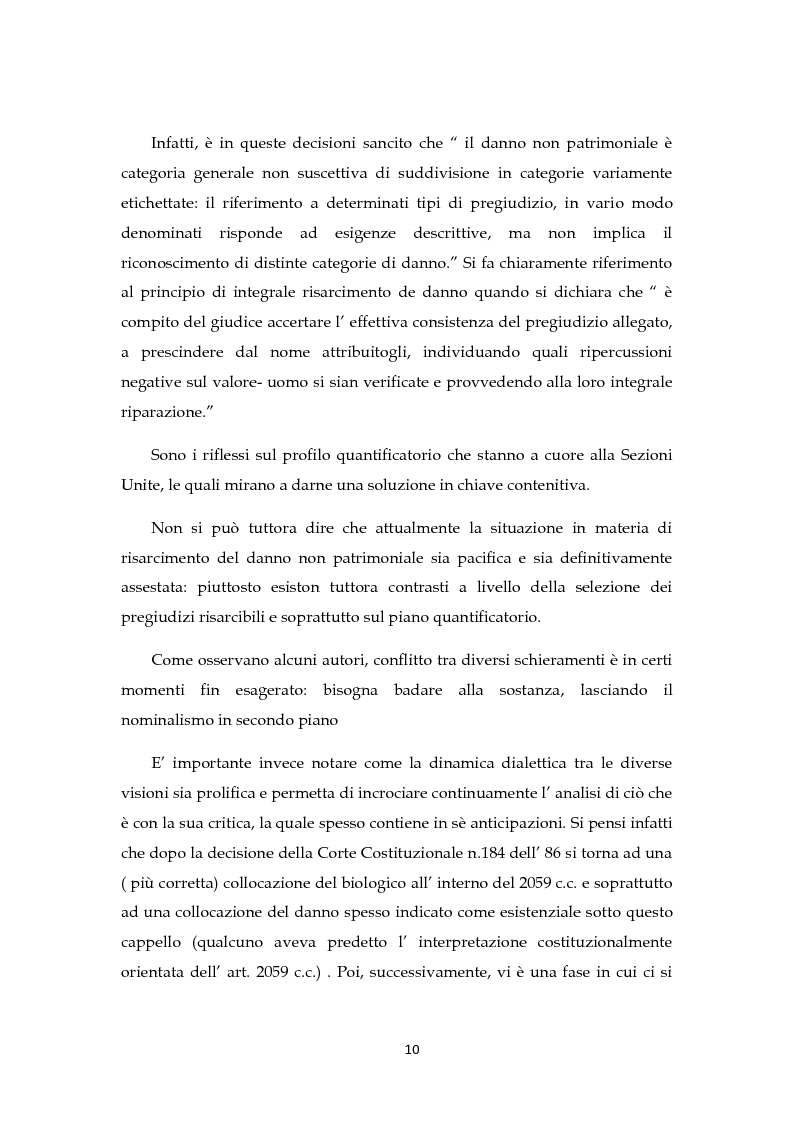 Anteprima della tesi: Il risarcimento del danno non patrimoniale con pregiudizi esistenziali, Pagina 5