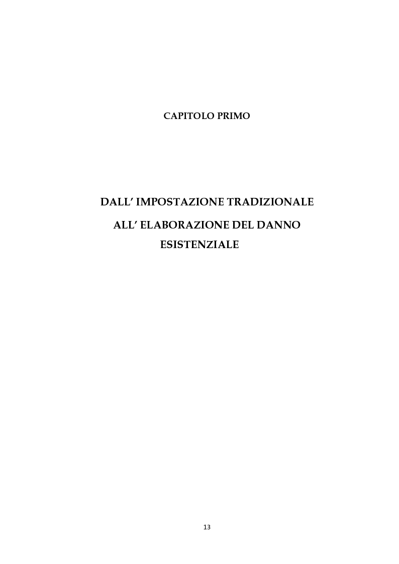 Anteprima della tesi: Il risarcimento del danno non patrimoniale con pregiudizi esistenziali, Pagina 7