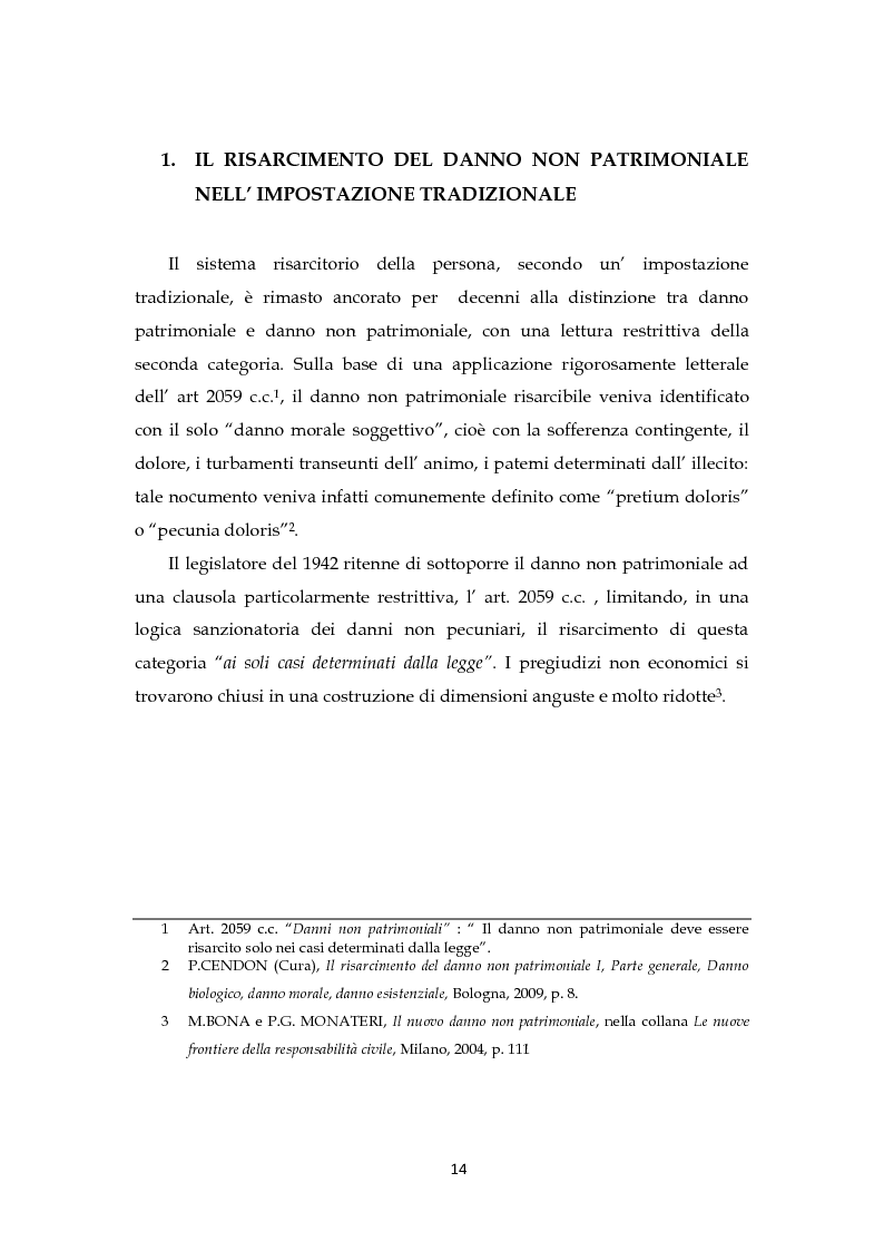 Anteprima della tesi: Il risarcimento del danno non patrimoniale con pregiudizi esistenziali, Pagina 8