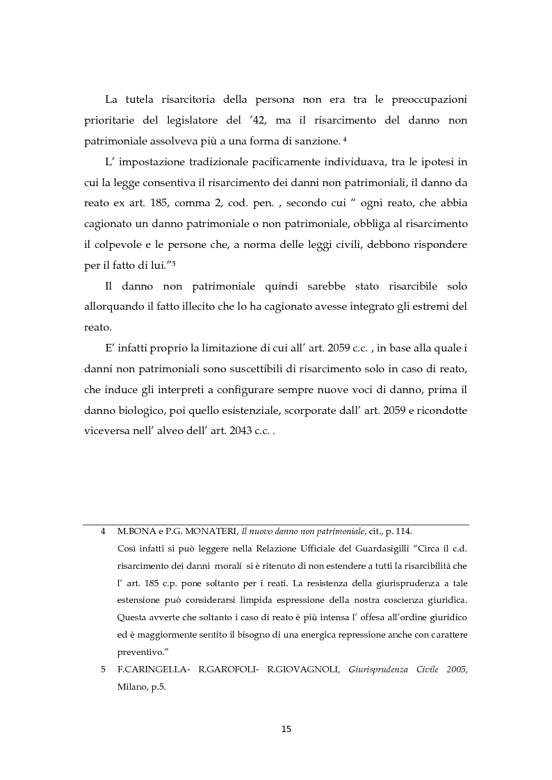 Anteprima della tesi: Il risarcimento del danno non patrimoniale con pregiudizi esistenziali, Pagina 9