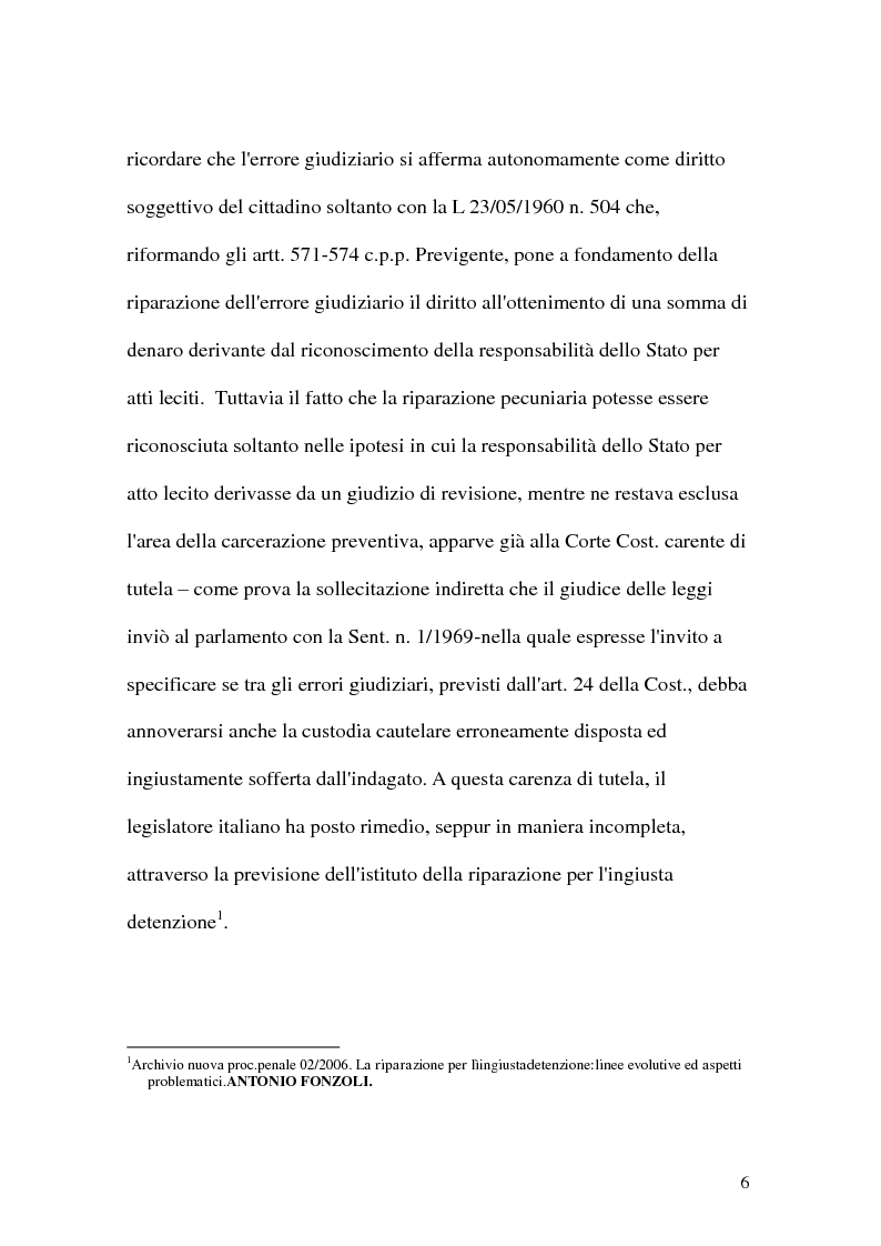 Anteprima della tesi: La riparazione per ingiusta detenzione, Pagina 6