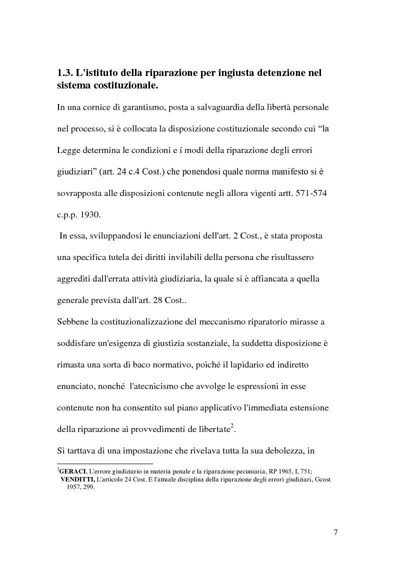 Anteprima della tesi: La riparazione per ingiusta detenzione, Pagina 7
