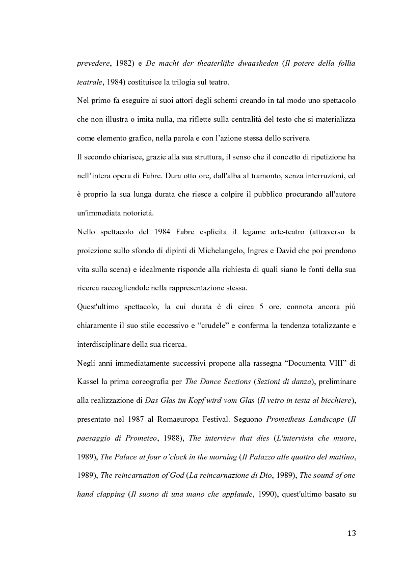 Anteprima della tesi: Il pensiero e il teatro di Jan Fabre, Pagina 10