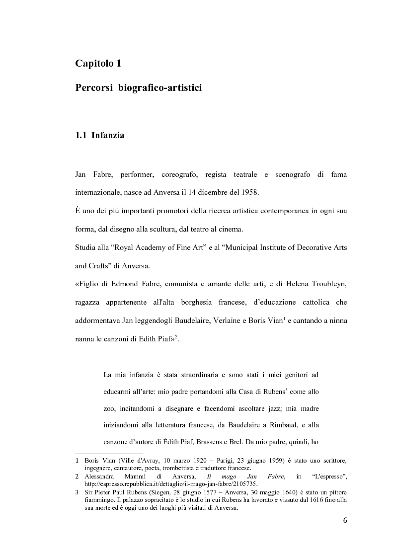 Anteprima della tesi: Il pensiero e il teatro di Jan Fabre, Pagina 3
