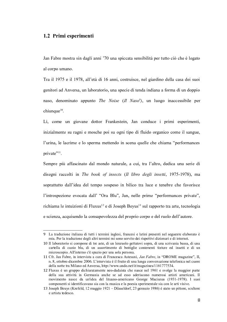 Anteprima della tesi: Il pensiero e il teatro di Jan Fabre, Pagina 5