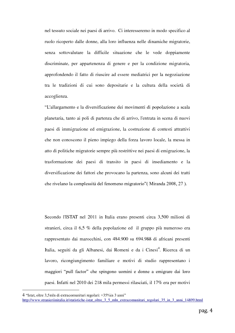 Anteprima della tesi: Migrazioni femminili in Sicilia, l'importanza delle tradizioni nell'integrazione interculturale, Pagina 4