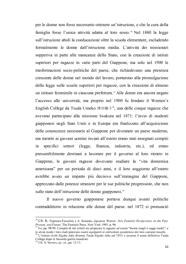 Anteprima della tesi: Corpo di donna, voci di donna. Strategie di emancipazione nella letteratura femminile giapponese moderna, Pagina 11
