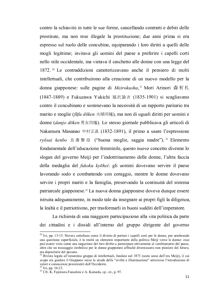 Anteprima della tesi: Corpo di donna, voci di donna. Strategie di emancipazione nella letteratura femminile giapponese moderna, Pagina 12