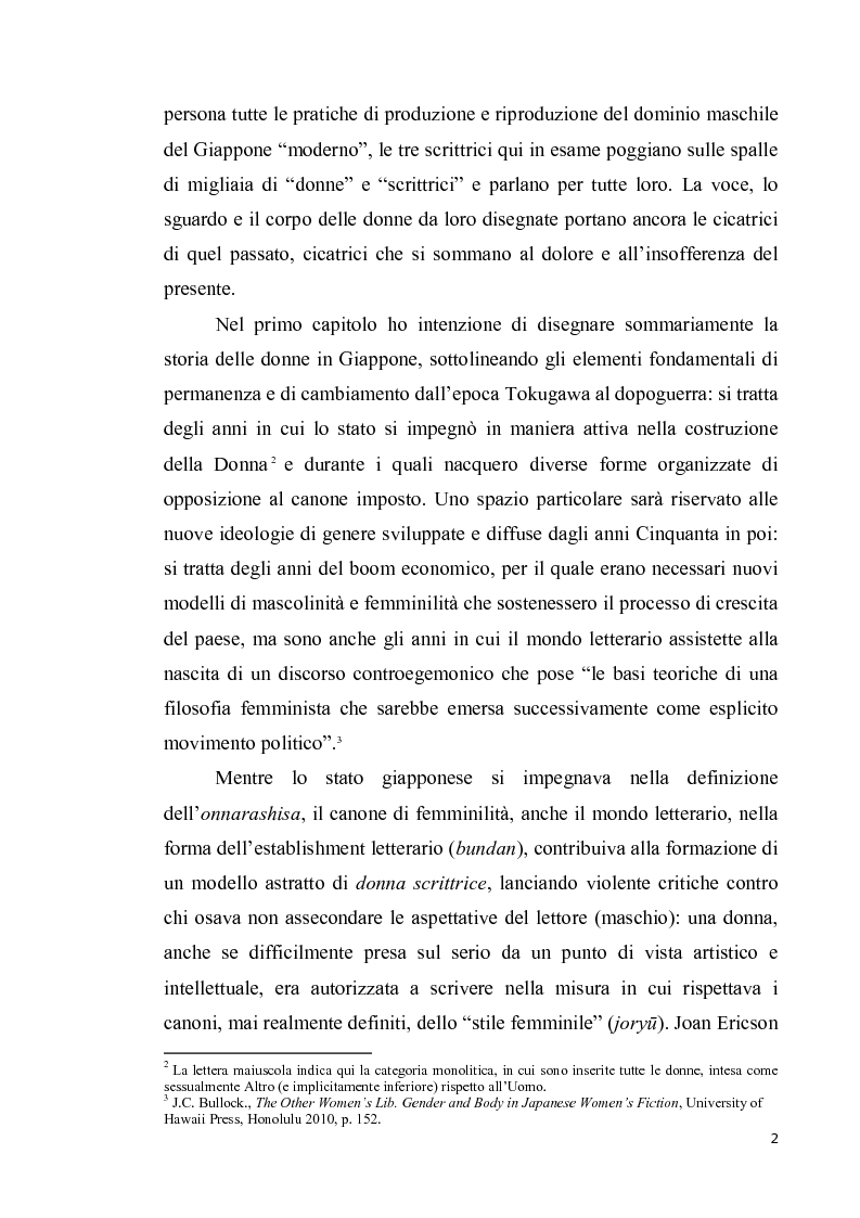 Anteprima della tesi: Corpo di donna, voci di donna. Strategie di emancipazione nella letteratura femminile giapponese moderna, Pagina 3