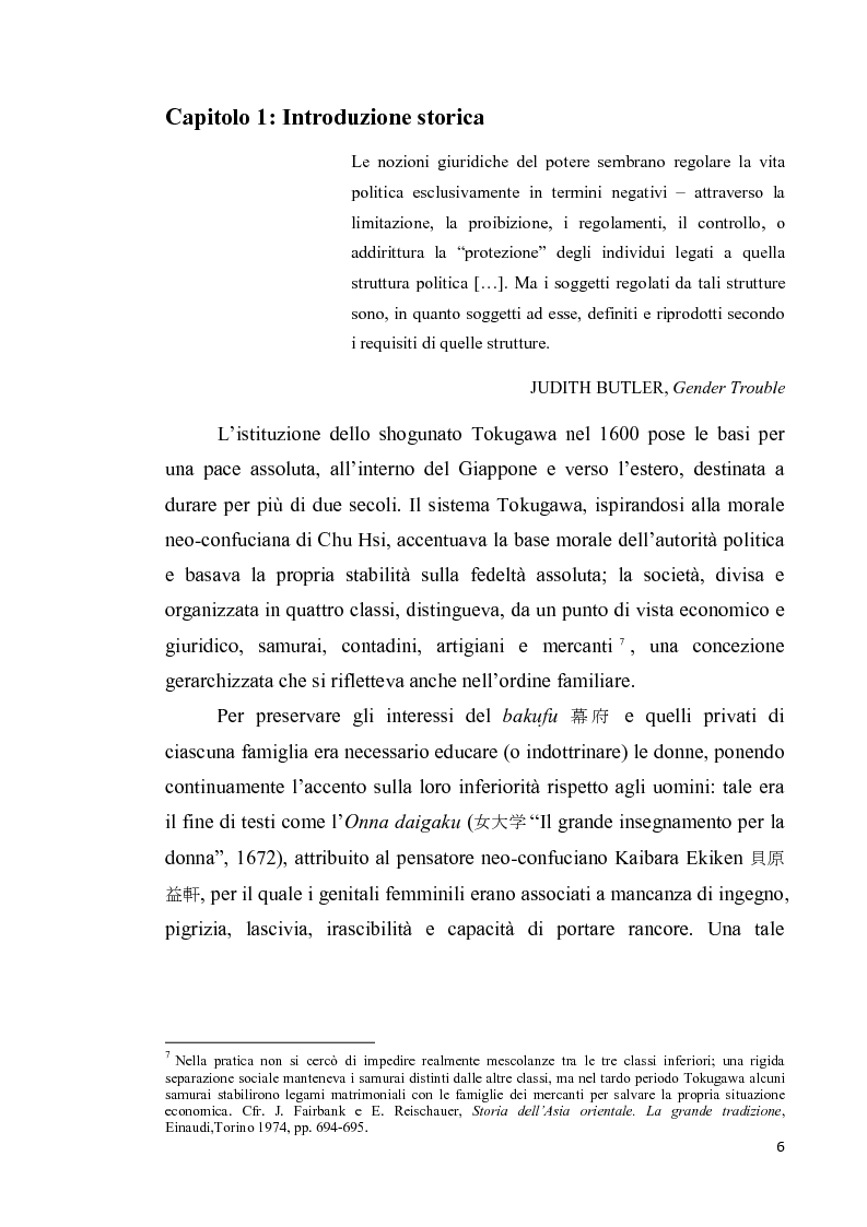 Anteprima della tesi: Corpo di donna, voci di donna. Strategie di emancipazione nella letteratura femminile giapponese moderna, Pagina 7