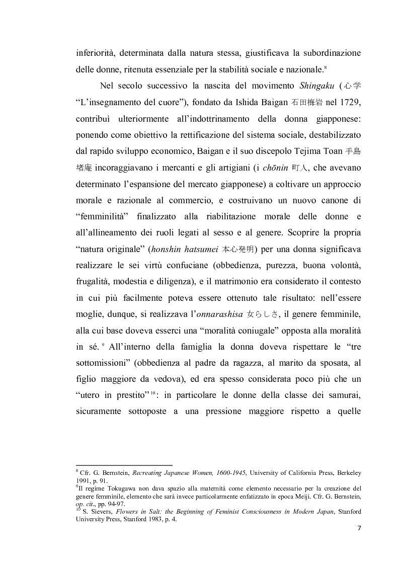 Anteprima della tesi: Corpo di donna, voci di donna. Strategie di emancipazione nella letteratura femminile giapponese moderna, Pagina 8