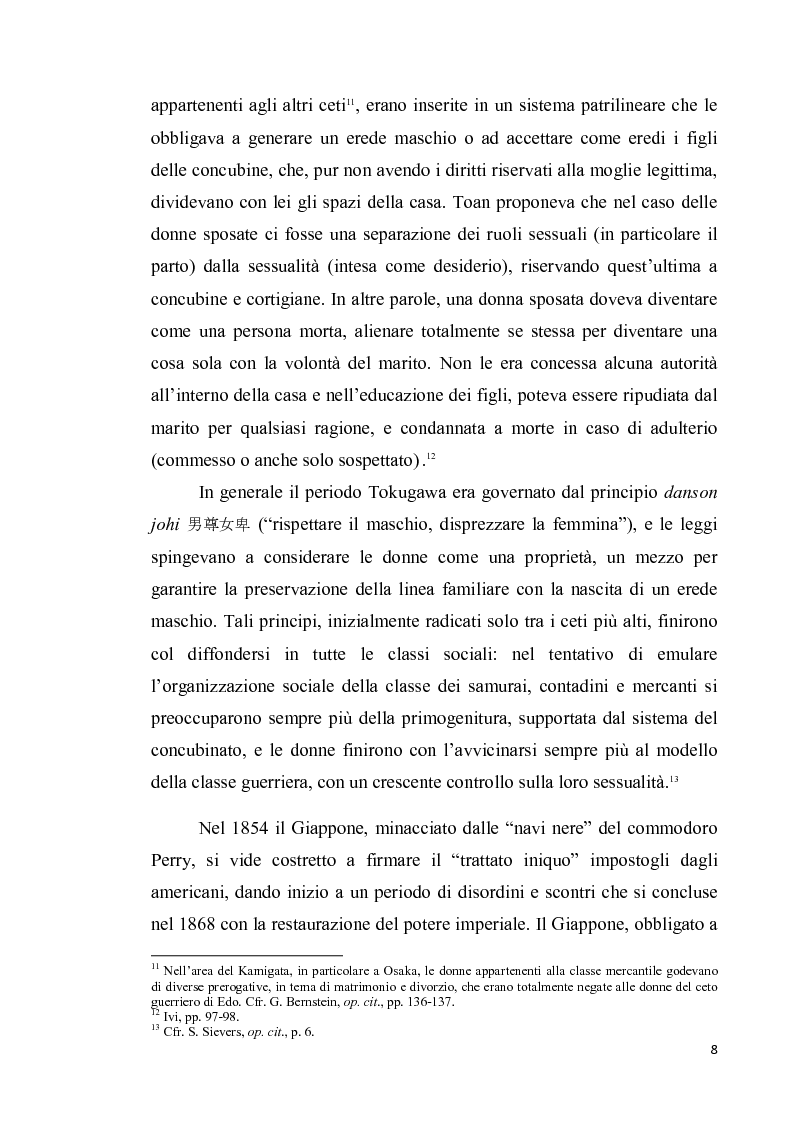 Anteprima della tesi: Corpo di donna, voci di donna. Strategie di emancipazione nella letteratura femminile giapponese moderna, Pagina 9