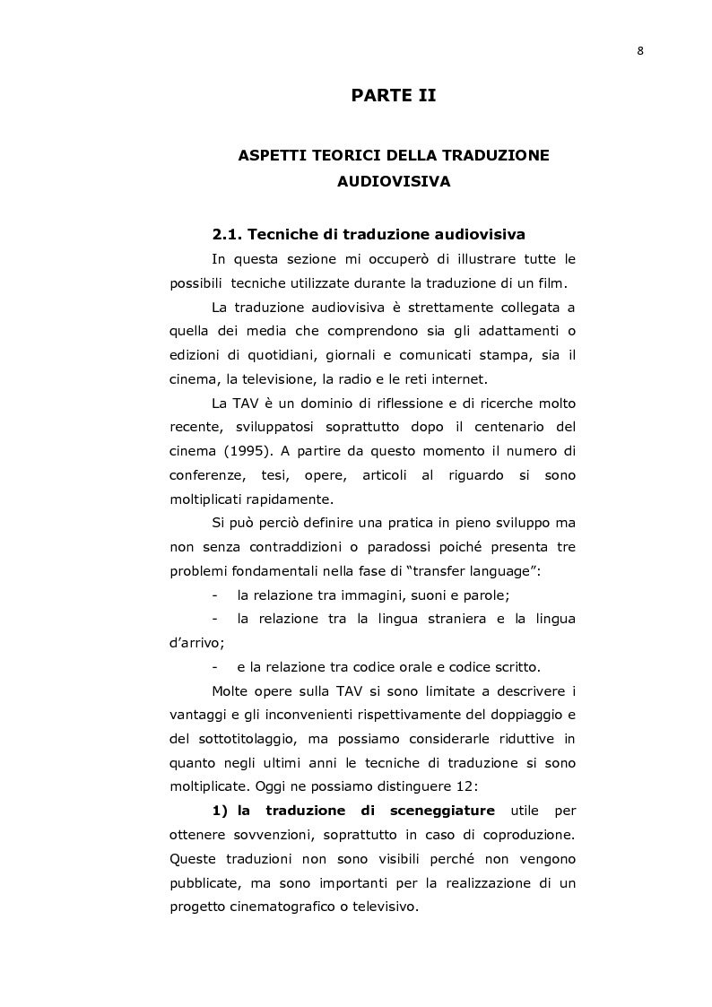 Anteprima della tesi: Traduzione audiovisa di alcune scene rilevanti dell'opera cinematografica "Agua con sal" del regista spagnolo Pedro Pérez Rosado, Pagina 3