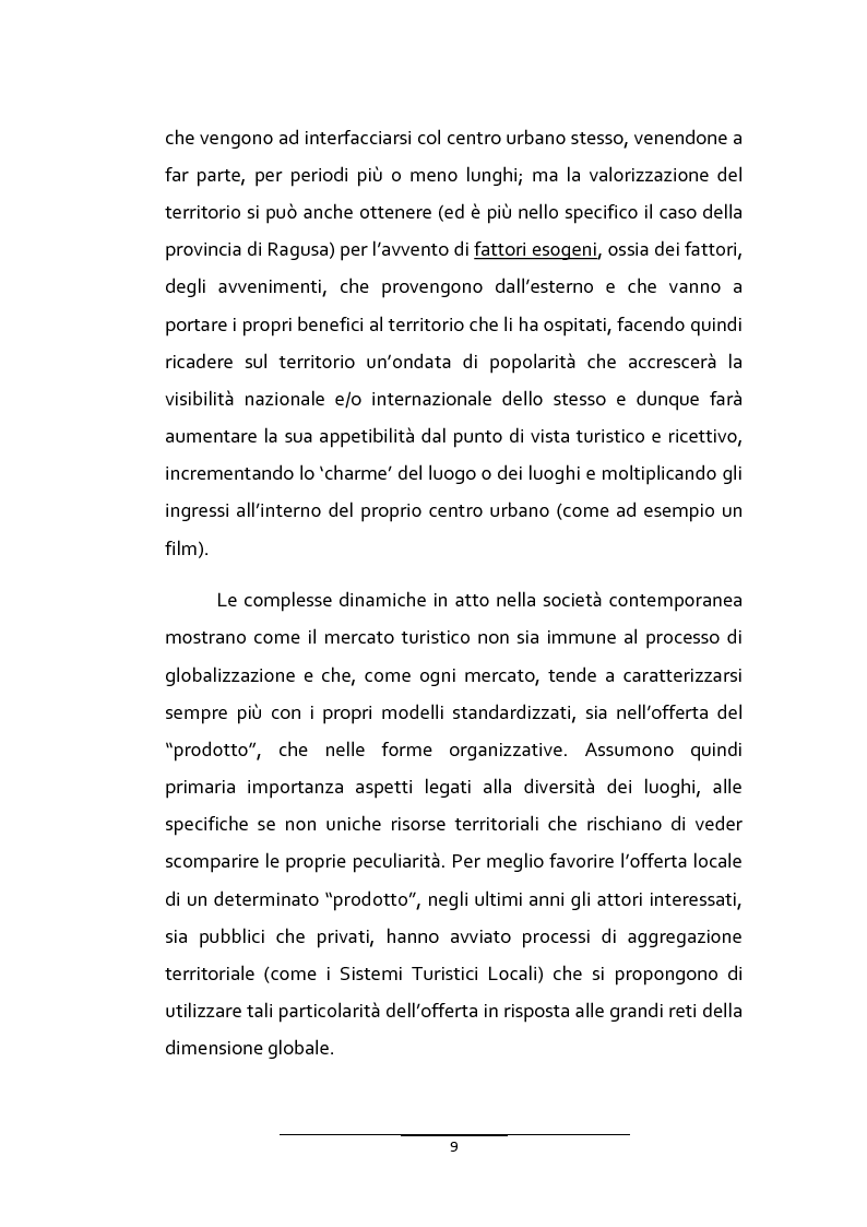 Anteprima della tesi: Il turismo urbano in provincia di Ragusa: l'organizzazione multipolare delle risorse per la competitività turistica del territorio, Pagina 7