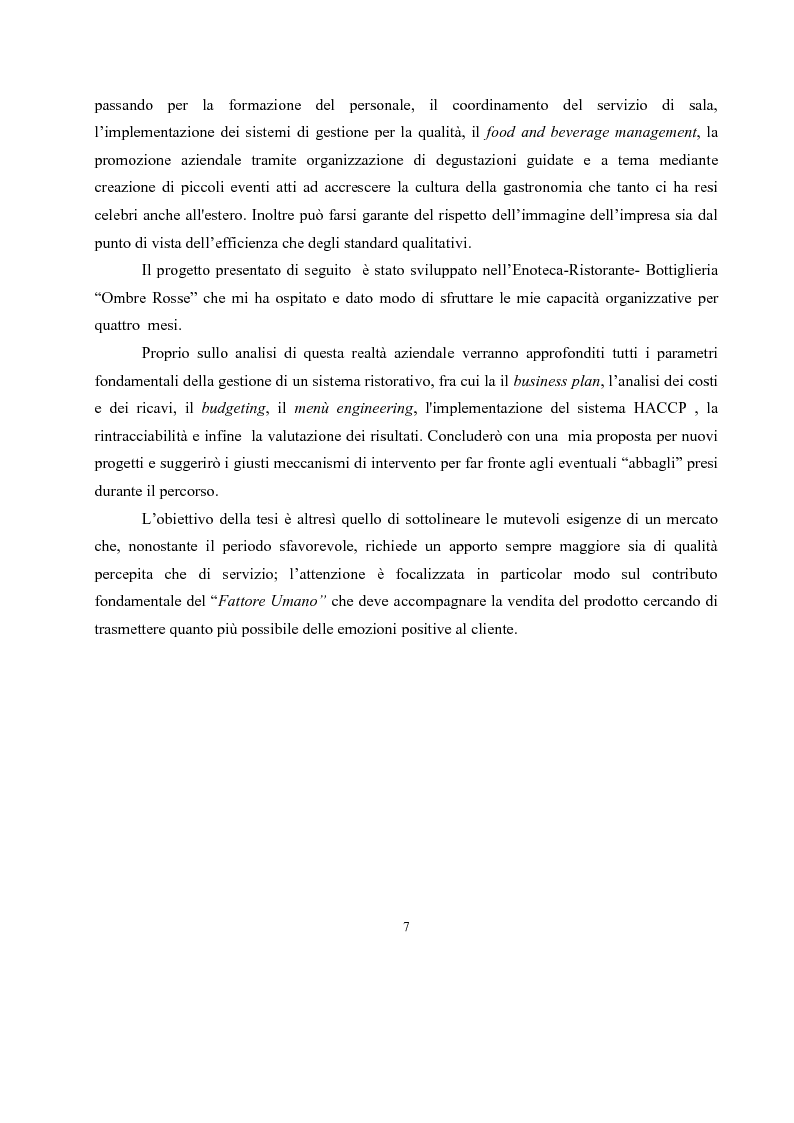 Anteprima della tesi: IL governo di un'impresa di ristorazione: il ruolo del Gastronomo nell'azienda ''Ombre Rosse'', Pagina 4