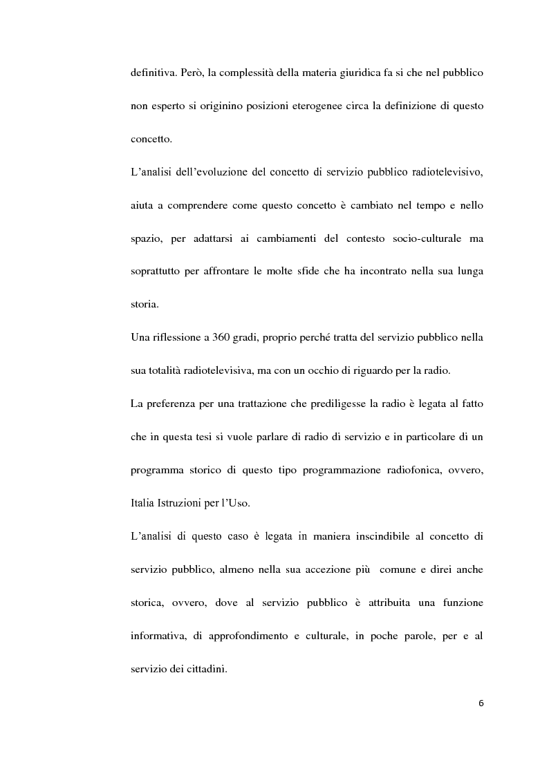 Anteprima della tesi: Il Servizio Pubblico e la Radio di Servizio: Il caso Italia Istruzioni per L'uso, Pagina 4