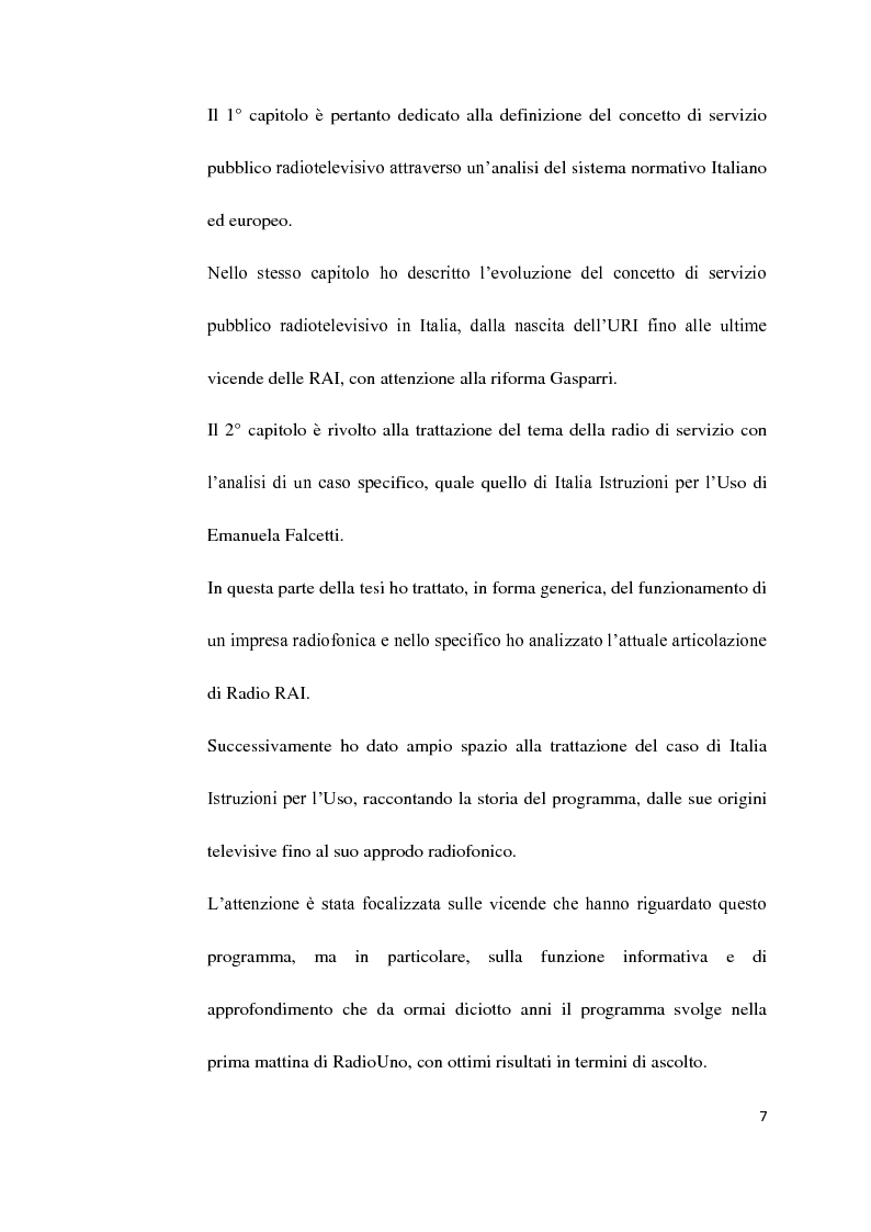 Anteprima della tesi: Il Servizio Pubblico e la Radio di Servizio: Il caso Italia Istruzioni per L'uso, Pagina 5