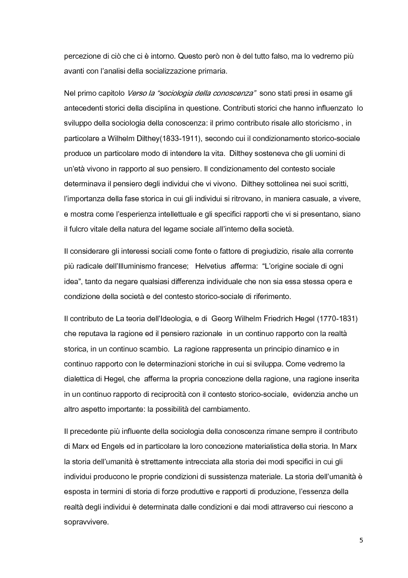 Anteprima della tesi: Costruzione sociale della realtà e vita quotidiana: il contributo di Berger e Luckmann alla sociologia della conoscenza, Pagina 4