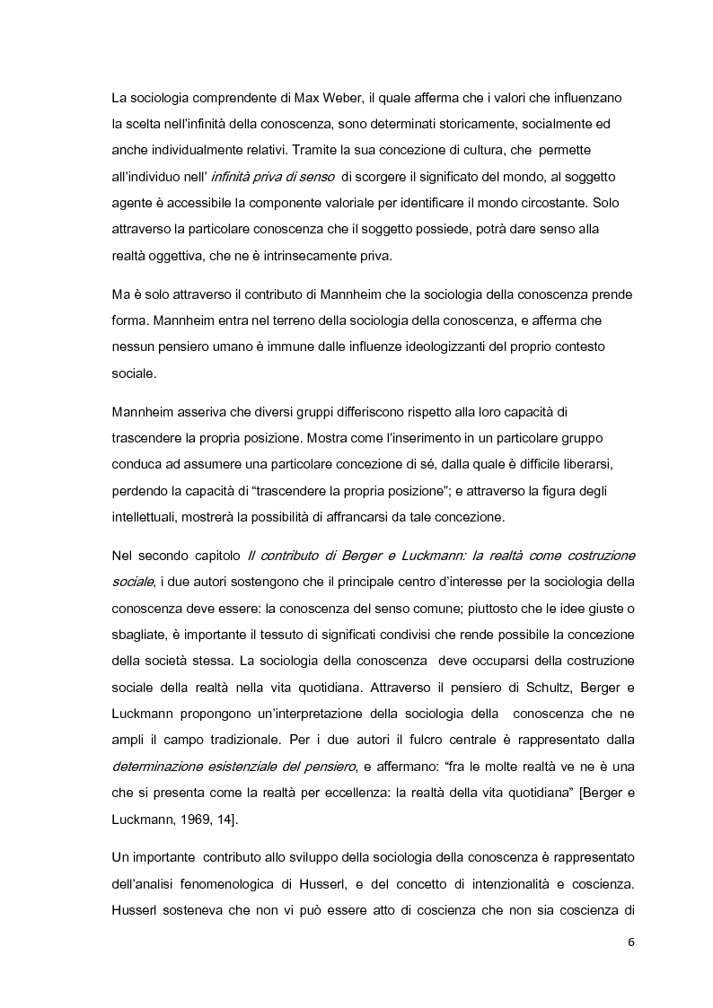Anteprima della tesi: Costruzione sociale della realtà e vita quotidiana: il contributo di Berger e Luckmann alla sociologia della conoscenza, Pagina 5