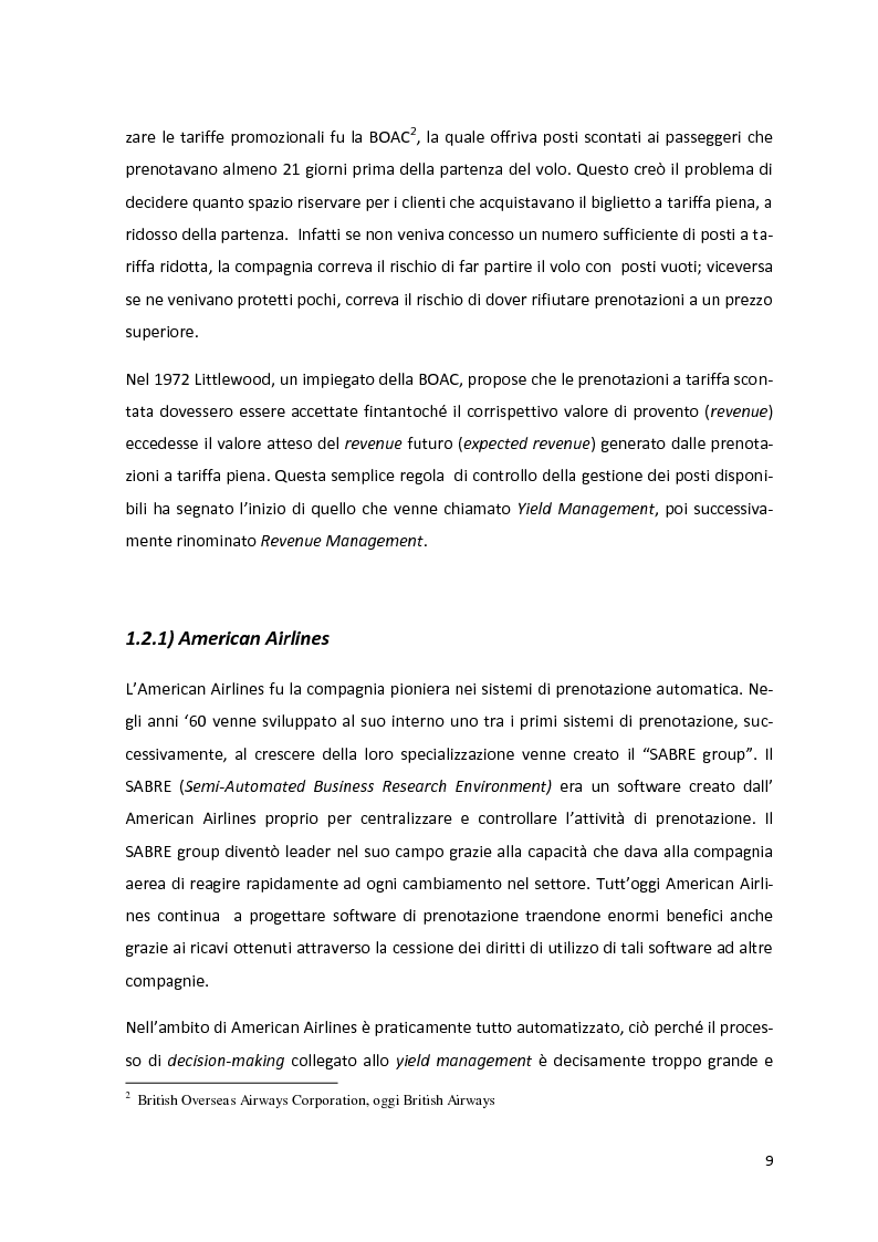 Anteprima della tesi: Il Revenue Management Nel Trasporto Aereo, Pagina 6