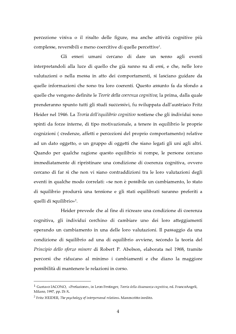 Anteprima della tesi: Dissonanza Cognitiva e Processi Decisionali, Pagina 3