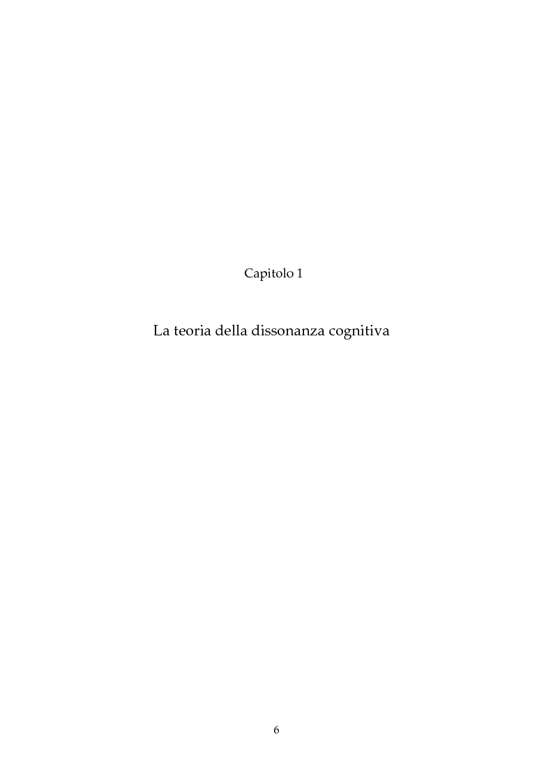 Anteprima della tesi: Dissonanza Cognitiva e Processi Decisionali, Pagina 5