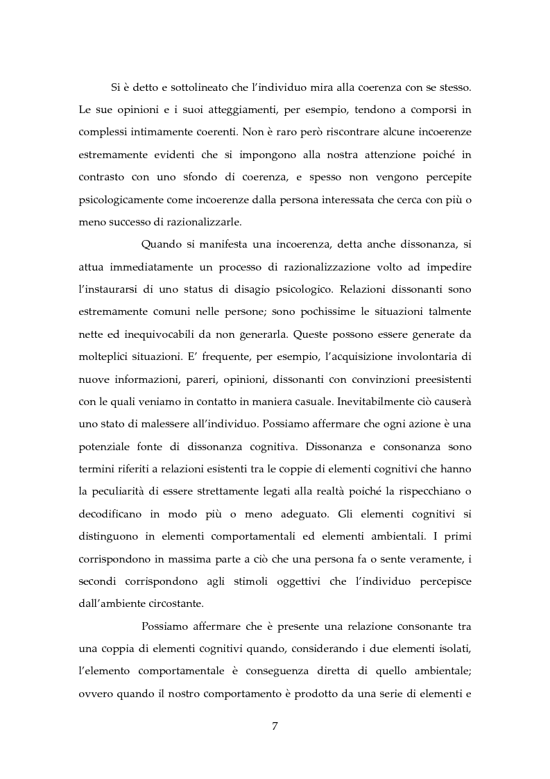 Anteprima della tesi: Dissonanza Cognitiva e Processi Decisionali, Pagina 6