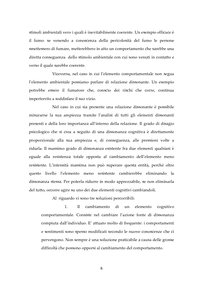 Anteprima della tesi: Dissonanza Cognitiva e Processi Decisionali, Pagina 7