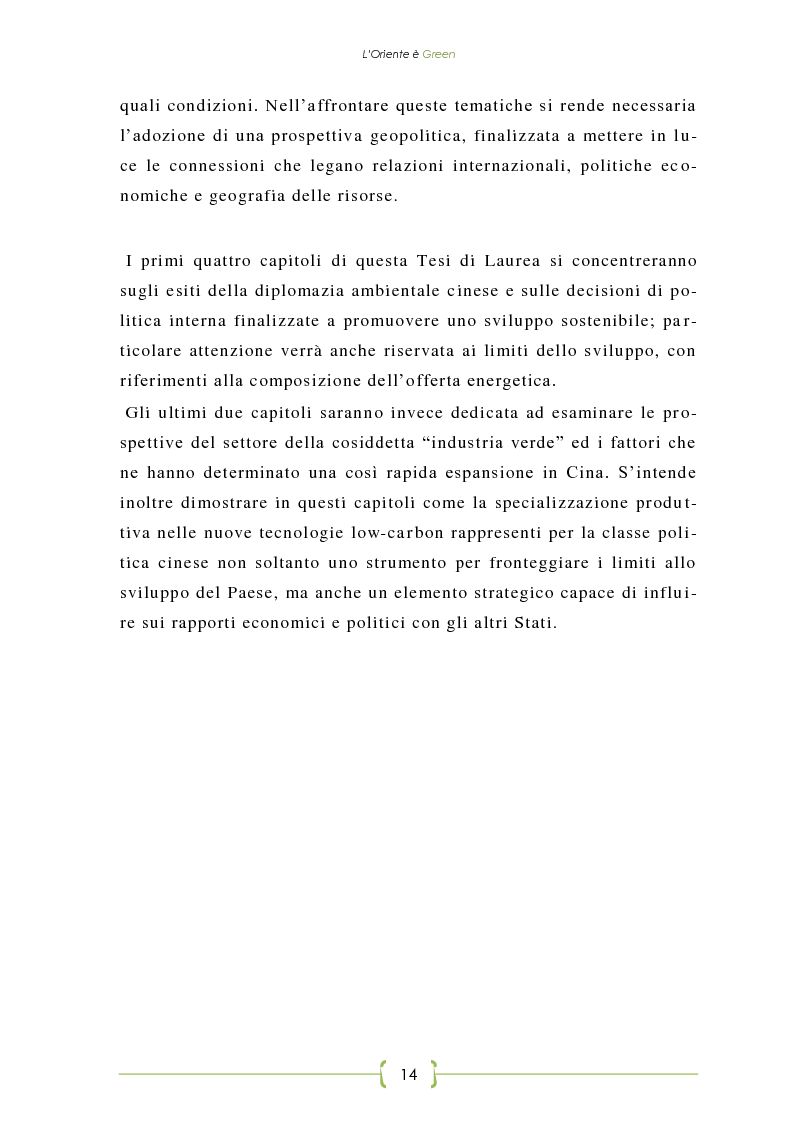 Anteprima della tesi: L'Oriente è Green - Politiche di sviluppo sostenibile e Green Economy in Cina, Pagina 7