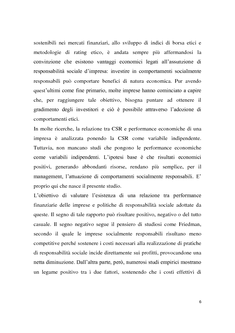 Anteprima della tesi: La Responsabilità sociale d'impresa e le performance finanziarie, Pagina 3