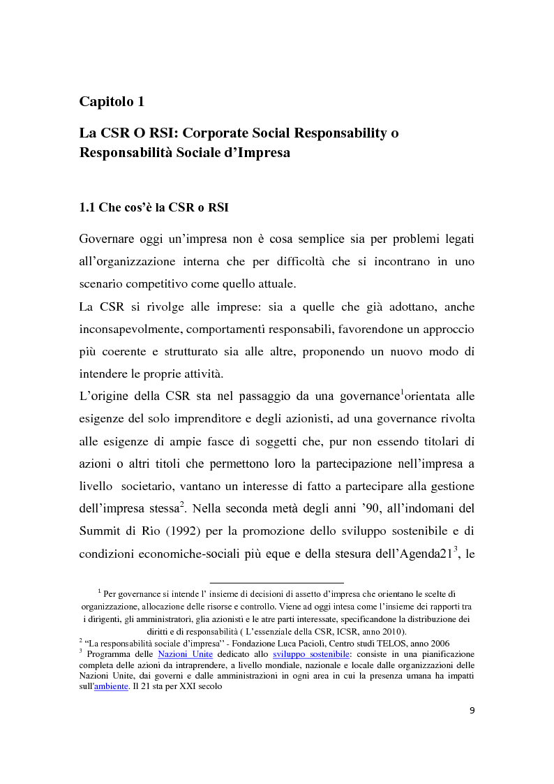 Anteprima della tesi: La Responsabilità sociale d'impresa e le performance finanziarie, Pagina 6