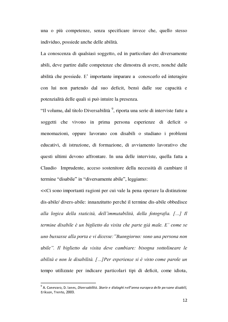 Anteprima della tesi: Diversabilità ed integrazione: riflessioni e strategie per la costruzione di un progetto di vita., Pagina 9