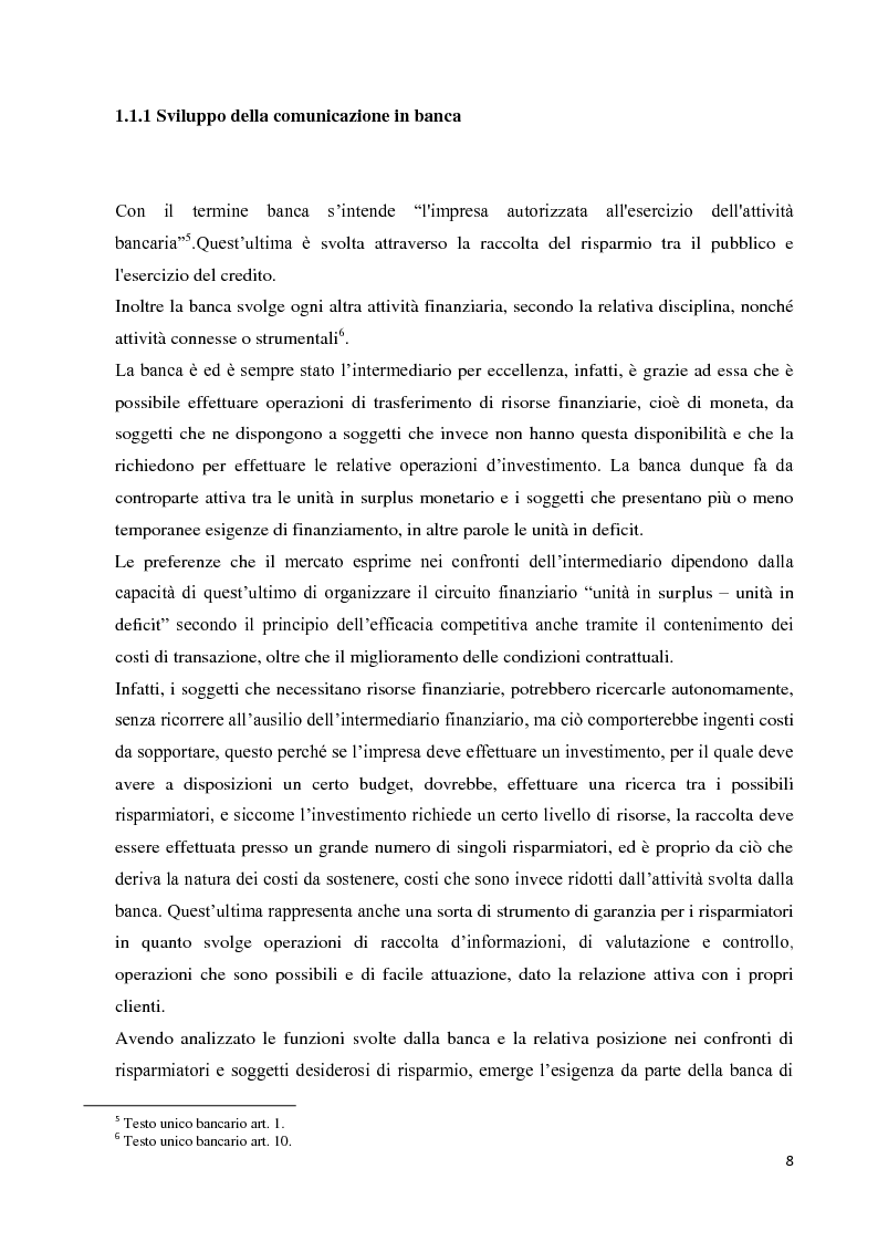 Anteprima della tesi: Strategie e strumenti di comunicazione nel settore bancario, Pagina 9