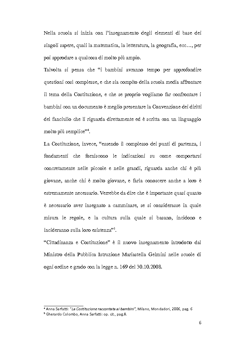 Anteprima della tesi: Dalle aule parlamentari alle aule scolastiche: l'insegnamento della Costituzione ai bambini, Pagina 4