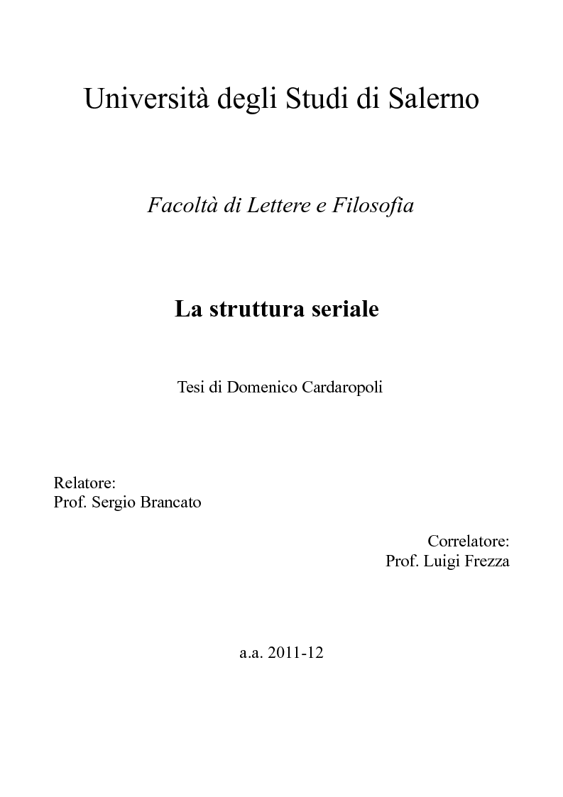 Anteprima della tesi: La struttura seriale, Pagina 1