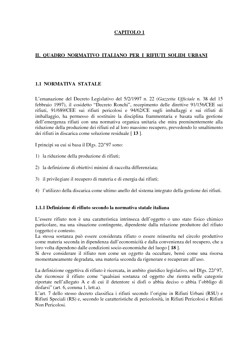 Anteprima della tesi: Criteri di scelta ottimali per la dislocazione di discariche di rifiuti solidi urbani sul territorio, Pagina 3