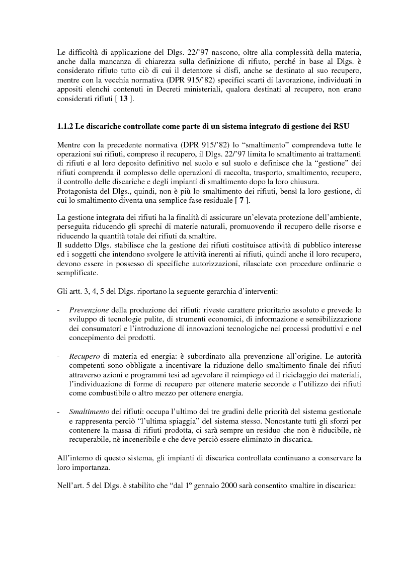 Anteprima della tesi: Criteri di scelta ottimali per la dislocazione di discariche di rifiuti solidi urbani sul territorio, Pagina 4