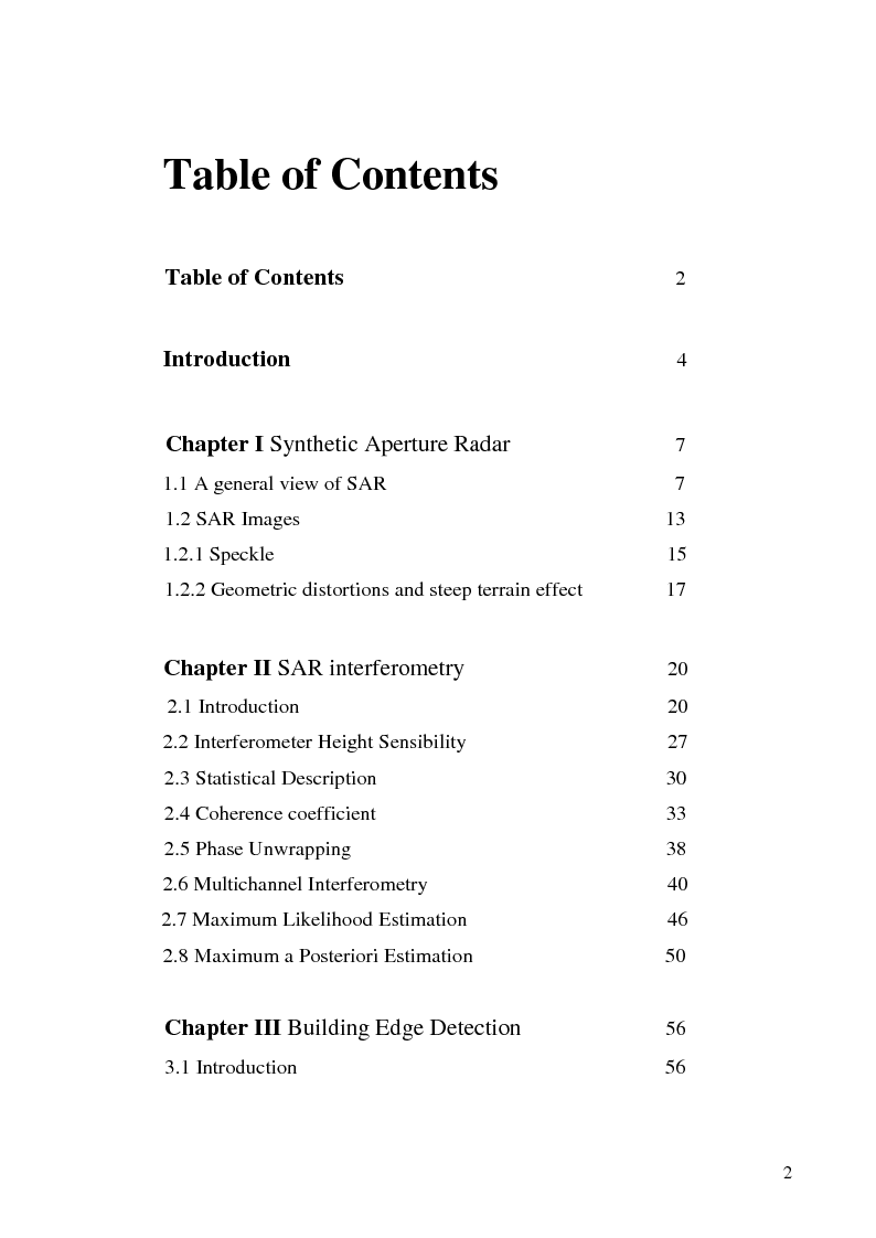 Indice della tesi: SAR Image Edge Detection from Multichannel Data, Pagina 1
