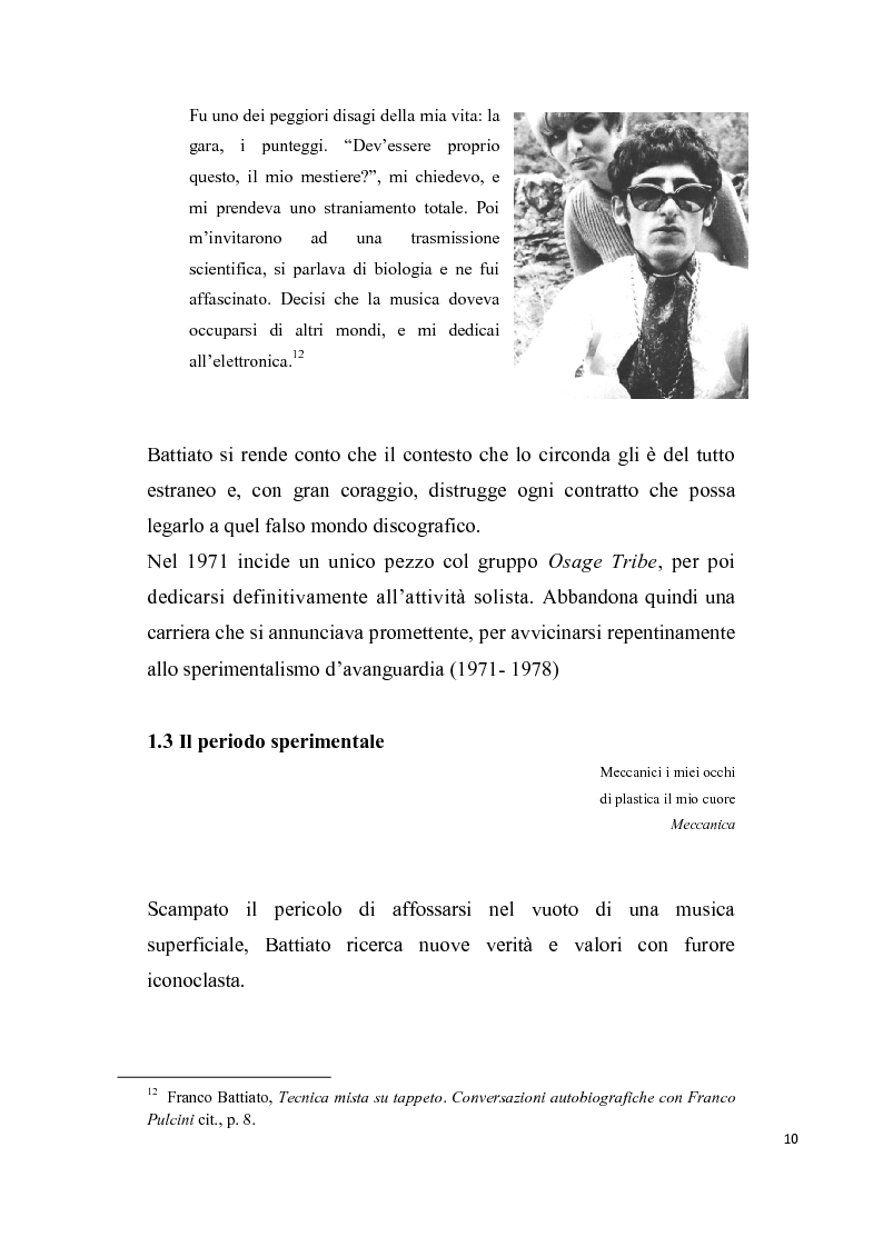 Anteprima della tesi: “L’aquila non vola a stormi” L’arte di Franco Battiato tra Oriente e Occidente, Pagina 11