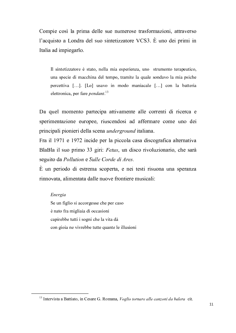 Anteprima della tesi: “L’aquila non vola a stormi” L’arte di Franco Battiato tra Oriente e Occidente, Pagina 12