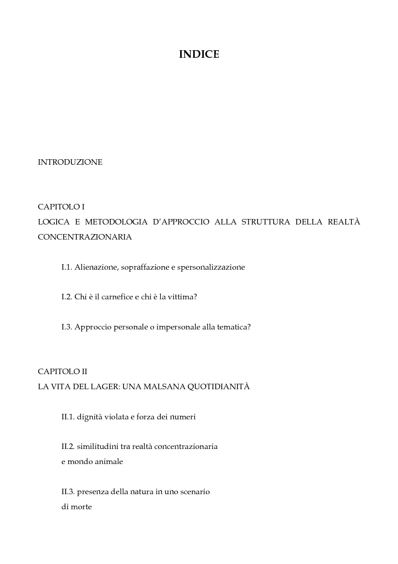 Indice della tesi: La realtà concentrazionaria nella narrativa di Tadeusz Borowski, Pagina 1