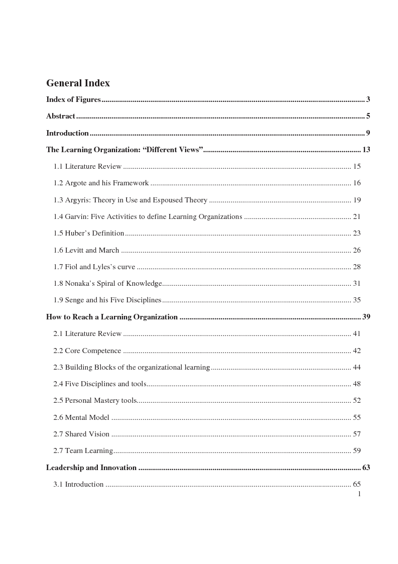 Indice della tesi: From Organizational Learning to Theory U, Pagina 1