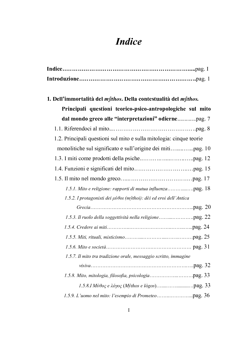 Indice della tesi: L’hèteros in noi, l’hèteros innanzi a noi: una lettura psico-antropologica su Mito e Doppio, Pagina 1