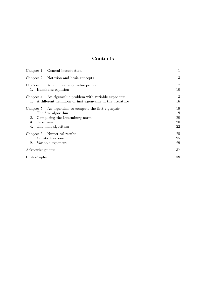Indice della tesi: Eigenvalue problems in anisotropic spaces, Pagina 1