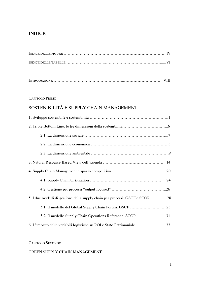 Indice della tesi: Green supply chain: chimera o realtà? Il caso Fiat S.p.A., Pagina 1