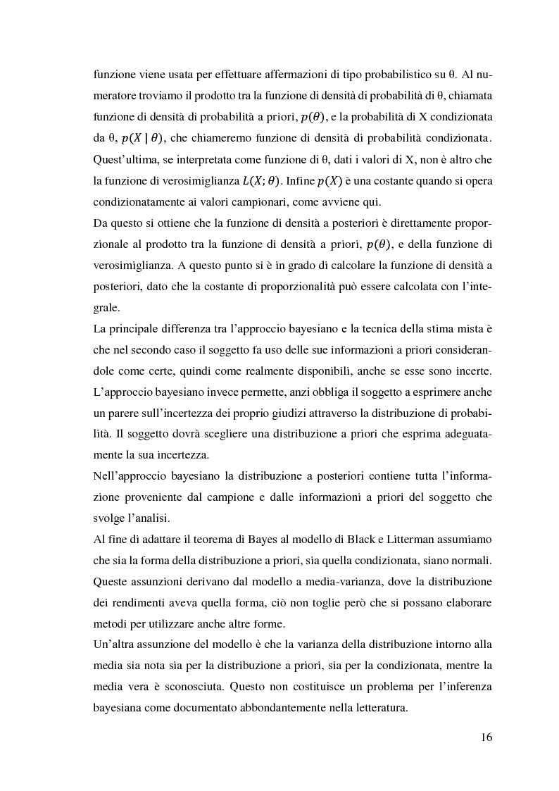 Estratto dalla tesi: Il modello Black e Litterman