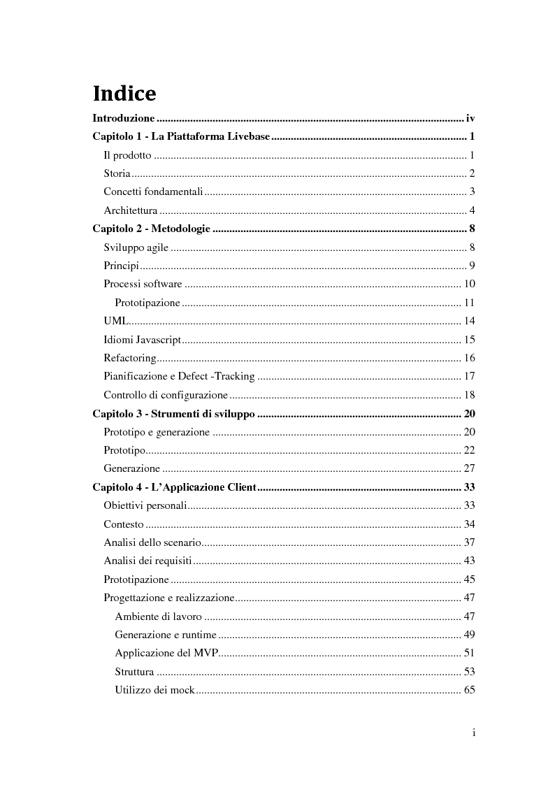 Indice della tesi: Generazione model-driven di interfacce utente per dispositivi mobili, Pagina 1