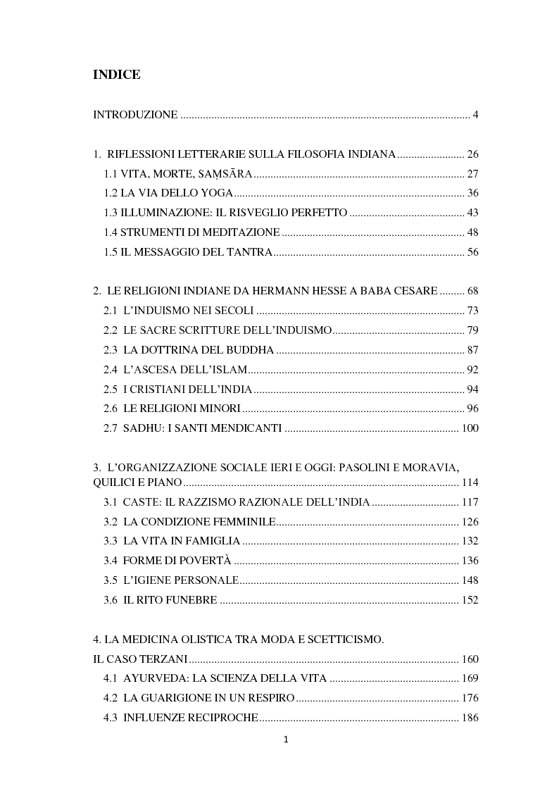 Indice della tesi: I volti dell'India nella Letteratura Contemporanea Occidentale, Pagina 1